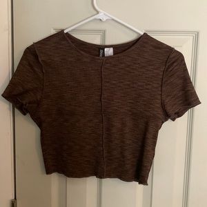 brown h&m exposed seam shirt size medium